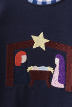 Load image into Gallery viewer, Navy nativity embroidery romper
