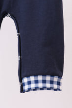 Load image into Gallery viewer, Navy nativity embroidery romper
