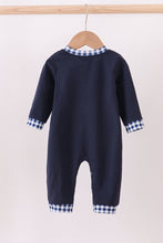 Load image into Gallery viewer, Navy nativity embroidery romper
