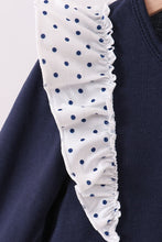 Load image into Gallery viewer, Navy nativity embroidery ruffle pants set
