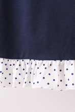 Load image into Gallery viewer, Navy nativity embroidery ruffle dress

