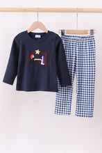 Load image into Gallery viewer, Navy nativity embroidery pants set
