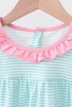 Load image into Gallery viewer, Blue character embroidery ruffle dress
