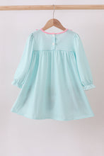 Load image into Gallery viewer, Blue character embroidery ruffle dress
