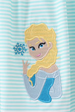 Load image into Gallery viewer, Blue character embroidery ruffle dress set
