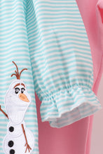 Load image into Gallery viewer, Blue character embroidery ruffle dress set
