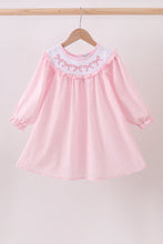 Load image into Gallery viewer, Pink bow embroidery swiss dot dress
