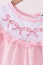 Load image into Gallery viewer, Pink bow embroidery swiss dot dress
