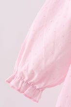 Load image into Gallery viewer, Pink bow embroidery swiss dot dress

