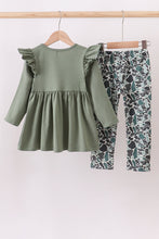 Load image into Gallery viewer, Camouflage fish embroidery ruffle pants set
