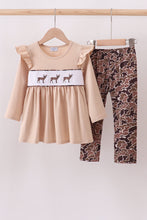 Load image into Gallery viewer, Camouflage deer embroidery ruffle pants set
