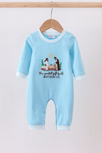 Load image into Gallery viewer, Blue nativity embroidery romper
