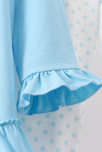 Load image into Gallery viewer, Blue nativity embroidery ruffle dress set

