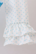 Load image into Gallery viewer, Blue nativity embroidery ruffle dress set
