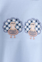 Load image into Gallery viewer, Blue turkey embroidery top

