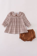 Load image into Gallery viewer, Brown plaid bloomer set
