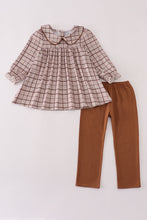 Load image into Gallery viewer, Brown plaid pants set
