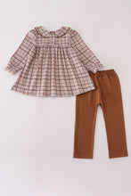 Load image into Gallery viewer, Brown plaid pants set

