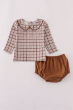 Load image into Gallery viewer, Brown plaid bloomer set
