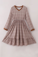 Load image into Gallery viewer, Brown plaid mom dress
