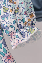 Load image into Gallery viewer, Blue floral blessed embroidery bloomer set
