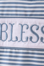 Load image into Gallery viewer, Blue stripe blessed embroidery top
