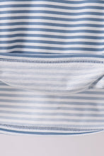 Load image into Gallery viewer, Blue stripe blessed embroidery top
