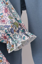 Load image into Gallery viewer, Blue floral blessed embroidery ruffle pants set
