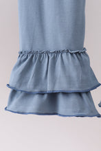 Load image into Gallery viewer, Blue floral blessed embroidery ruffle pants set
