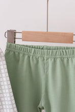 Load image into Gallery viewer, Green turkey embroidery gingham ruffle pants set
