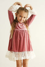 Load image into Gallery viewer, Premium Dusty pink velvet lace dress

