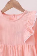 Load image into Gallery viewer, Premium pink ruffle muslin dress
