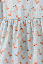 Load image into Gallery viewer, Premium boots print muslin dress
