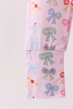 Load image into Gallery viewer, Premium whimsical bows ruffle bamboo romper
