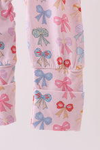 Load image into Gallery viewer, Premium whimsical bows ruffle bamboo romper
