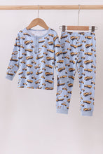 Load image into Gallery viewer, Premium blue excavator print bamboo pants set
