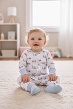 Load image into Gallery viewer, Premium blue character print bamboo romper
