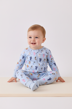 Load image into Gallery viewer, Premium blue character print bamboo romper
