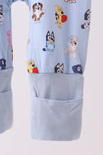 Load image into Gallery viewer, Premium blue character print bamboo romper
