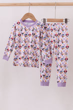 Load image into Gallery viewer, Premium purple character print bamboo pants set
