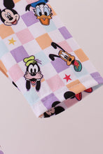 Load image into Gallery viewer, Premium purple character print bamboo checkered dress
