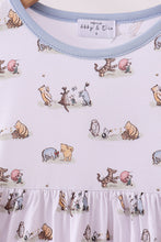 Load image into Gallery viewer, Premium blue character print bamboo dress
