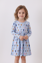 Load image into Gallery viewer, Premium blue character print bamboo dress

