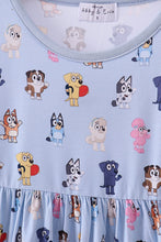 Load image into Gallery viewer, Premium blue character print bamboo dress
