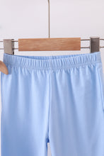 Load image into Gallery viewer, Premium blue snowman embroidery gingham ruffle pants set
