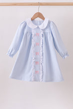 Load image into Gallery viewer, Premium blue stripe bow embroidery dress
