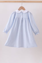 Load image into Gallery viewer, Premium blue stripe bow embroidery dress
