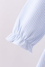 Load image into Gallery viewer, Premium blue stripe bow embroidery pants set
