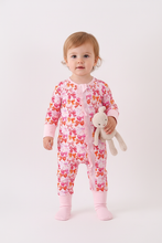 Load image into Gallery viewer, Premium berry blossom bows ruffle bamboo romper
