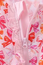 Load image into Gallery viewer, Premium berry blossom bows ruffle bamboo romper
